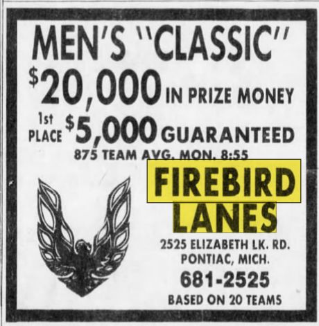 Firebird Lanes (Huron Bowl, JBs Lounge) - Aug 1980 Ad